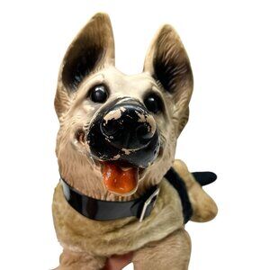 Vintage Rin Tin Tin Plush Dog Rubber Face Plush Stuffed Animal Collar Ideal Tag